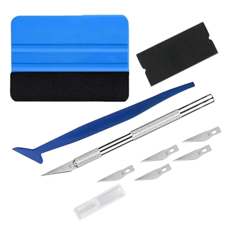 QM82 Car Wrapping Tool Automotive Scraper Cutter Wrap Tool Kit Cutter and Corner Squeegee for Car Wrapping