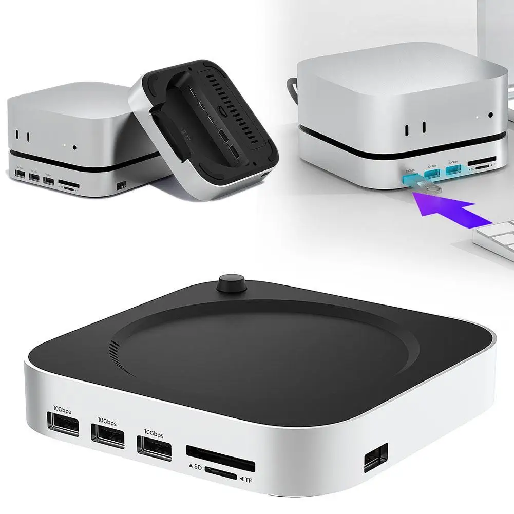 

For Mac Mini M4 Dock 9-IN-1 Dual-channel Stand Station Hub for for Mac mini M4 3 USB A 10Gbps SDTF3.0 2025 New model