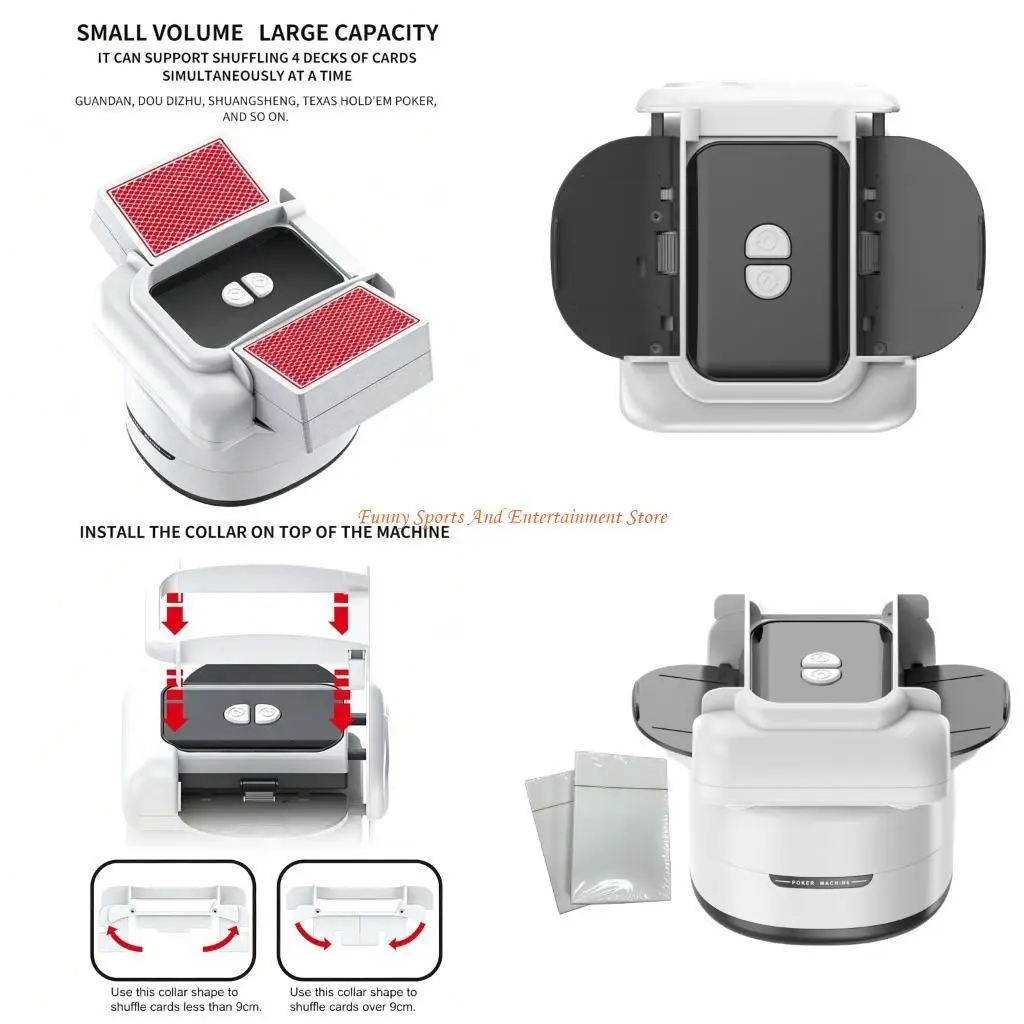 

C4DE Quiet Electric Shuffling Machine Rechargeable 4 Deck Low Noise Operate Card Shuffling Machine Card Game Accessories