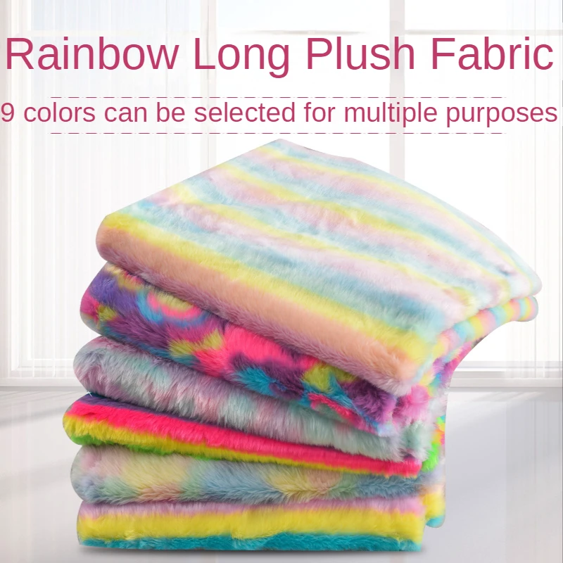 

Gradient Rainbow Plush Fabric By The Meter for Clothing Coats Diy Sewing Tie-dyed Thickened Imitation Fox Hair Furs Cloth Winter