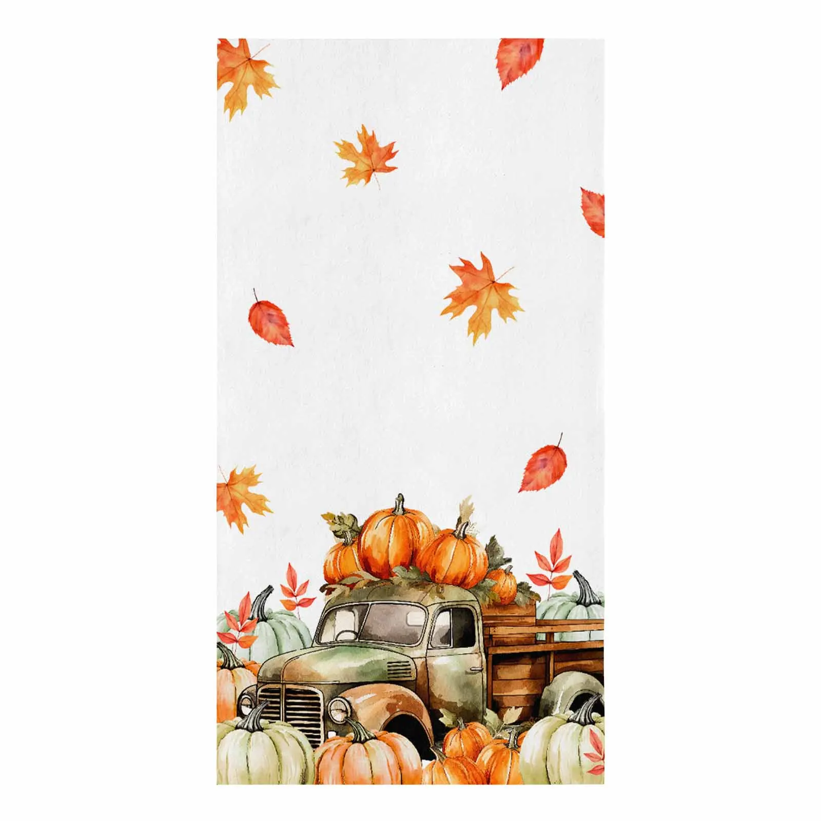 Autumn Plant Truck Pumpkin Maple Leaf Village Hand Towel Kitchen Dishcloth Water Absorption Household Cleaning Cloth