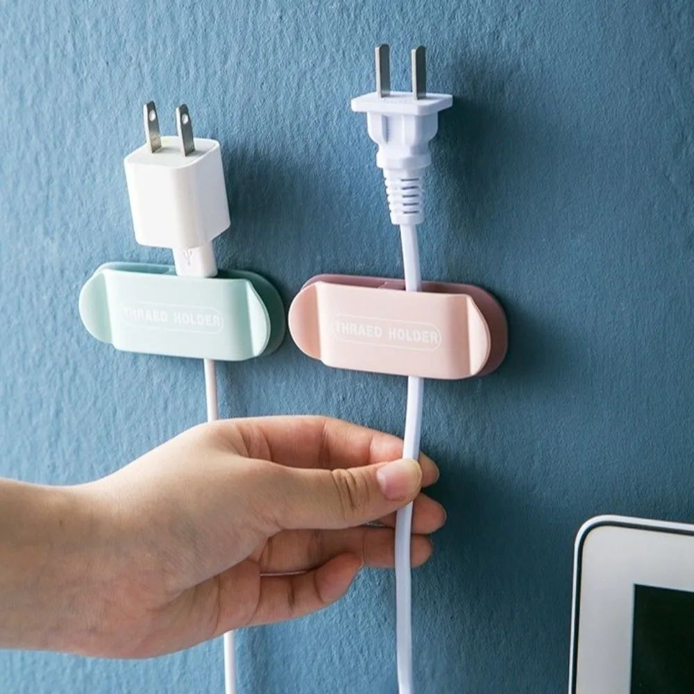 4pcs/set Practical Self Adhesive Cable Organizer Punch-Free Wall-Mounted Cable Clamp Universal Cable Management Home Office