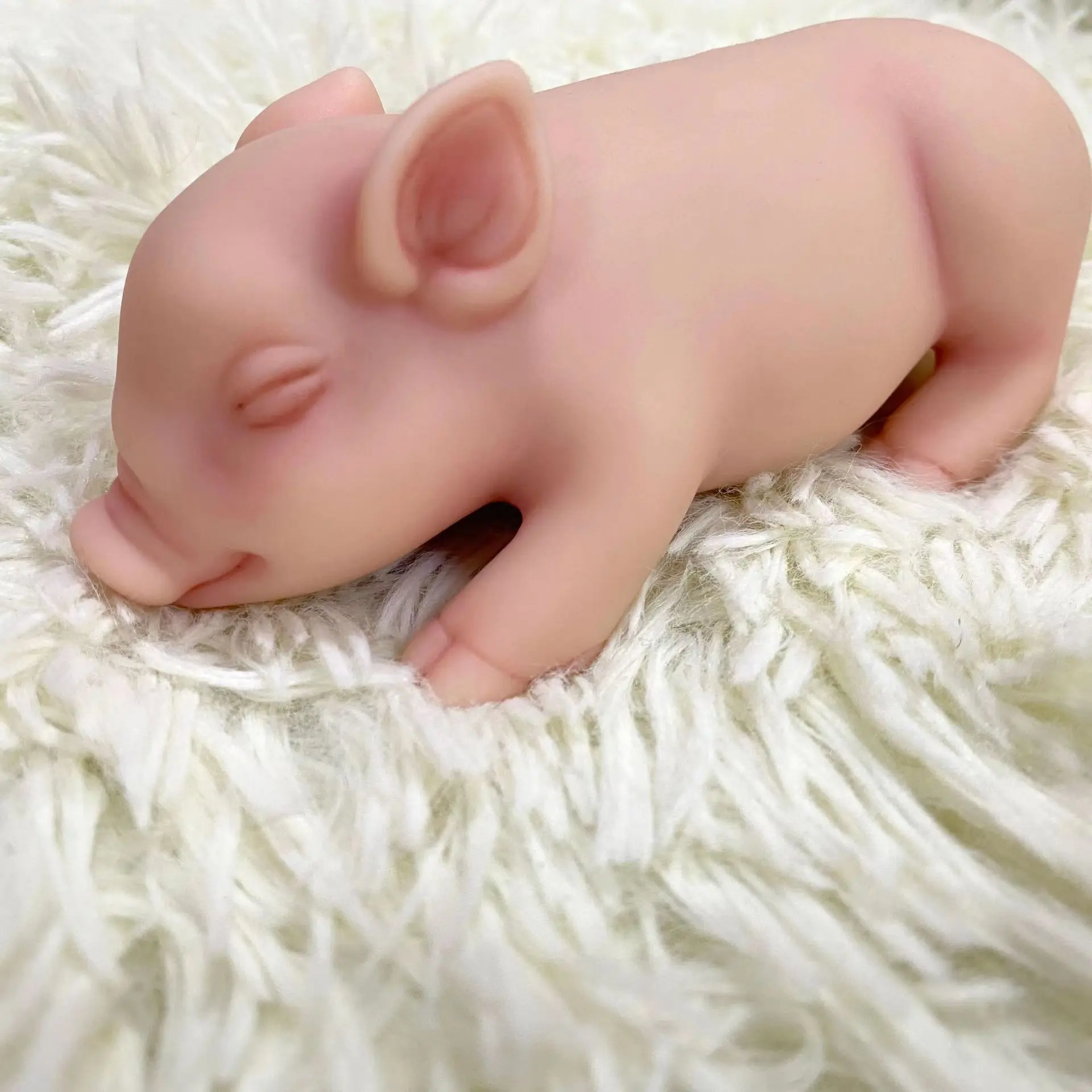 6inch cute pig silicone toy reborn animal simulation pig doll