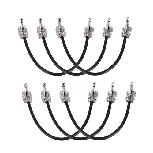 Imagen 2 del producto Cable de parche de instrumento de Pedal de efecto de guitarra, enchufe de ángulo recto plateado 1/4, chaqueta negra de PVC, 15cm/30cm, 3 paquetes/6 paquetes