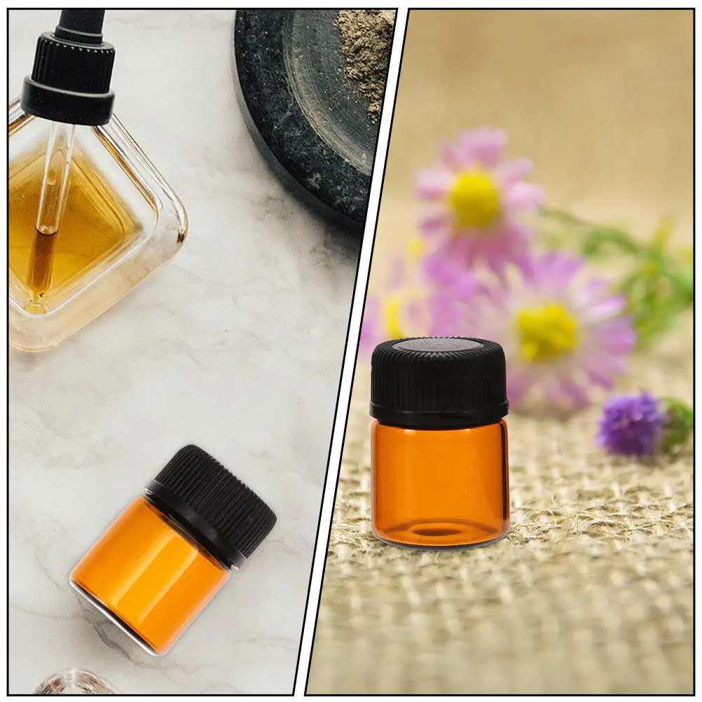 24Pcs Glass Essential Oil Bottles Perforated Plug Reagent Brown Travel Friendly Leak Proof Sub Packaging Bottles view 2
