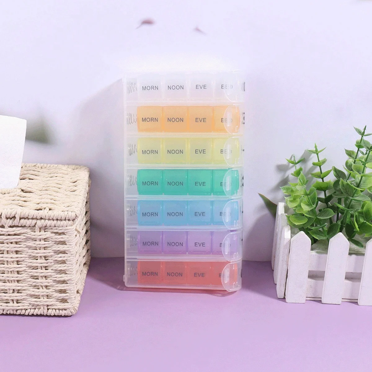 7 Days 4 Times A Day Pill Organizer Spring Pop-Up Multifunctional Medicine Box Tablet Storage Container For Travel Home Use