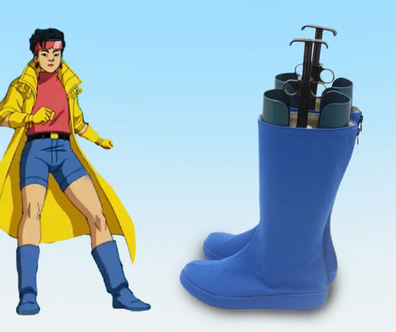 X 97 Jubilee Cosplay Schuhe Jubilation Lee Stiefel Film 97 Mann Frauen Halloween Karneval Party Blau PU Leder Stiefel Nach Maß