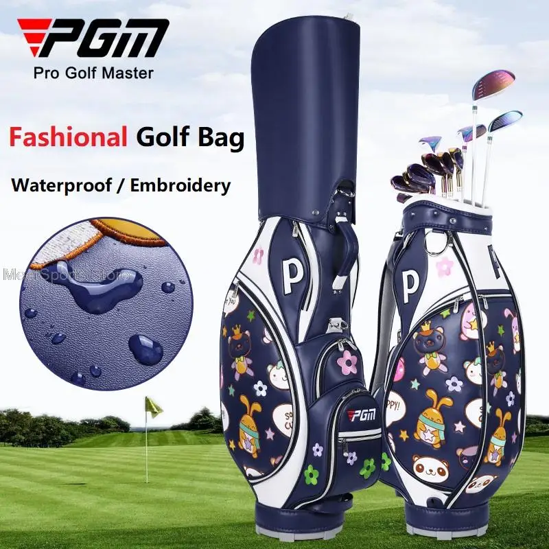 

Pgm Golf Standard Bag Large Capacity Waterproof Women Travel Package Retractable Portable Golf Aviation Bag Cartoon Embroidery