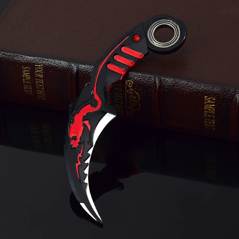17CM Karambit Game Leven en Dood Perifere Wapen Donkere Maan Dubbele Doornen Metalen Model Mes Zwaard Ornament Geschenken Speelgoed voor Jongens