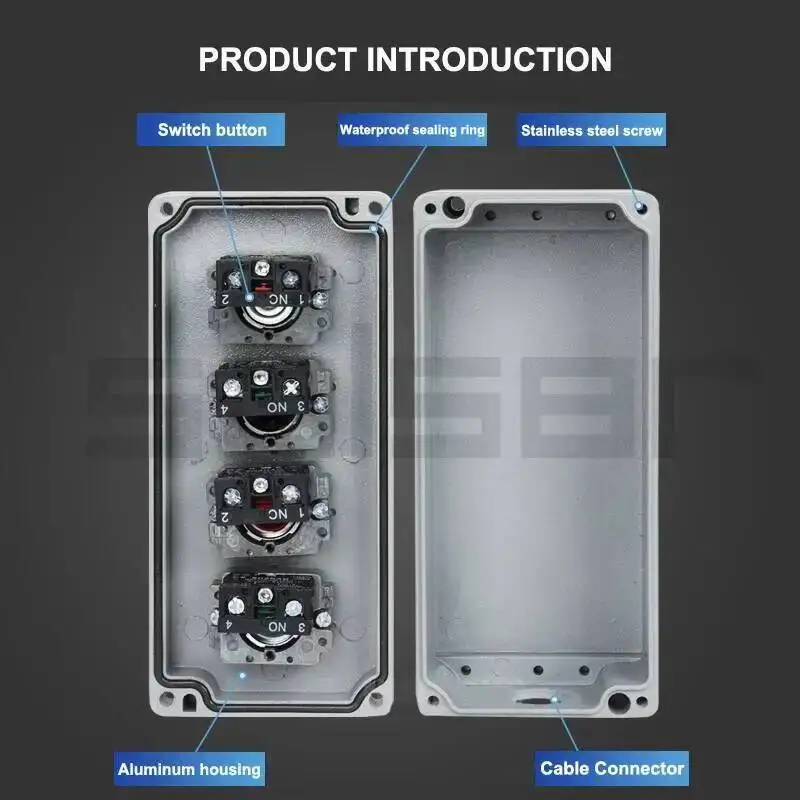 DIY Metal Push Button Control Box Explosion-proof Junction Waterproof Boxed Emergency Start Reset Electric