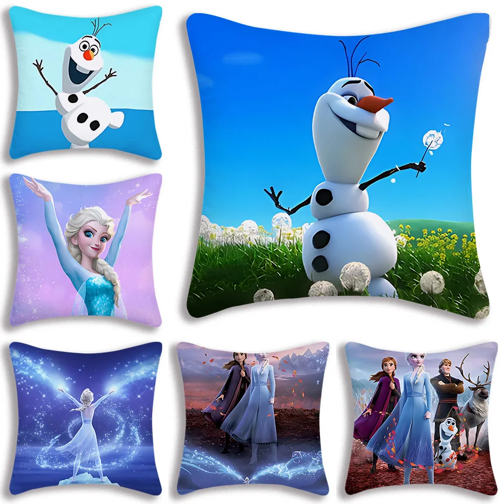 

Cartoon F-Frozens Kawaii Pillow Covers Cartoon Sofa Decorative Home Double-sided Printing Short Plush Cute Cushion Cover