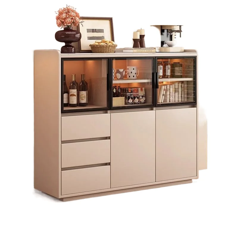 Solid wood dining side cabinet, living room integrated against the wall tea cabinet, modern simple household floor storage