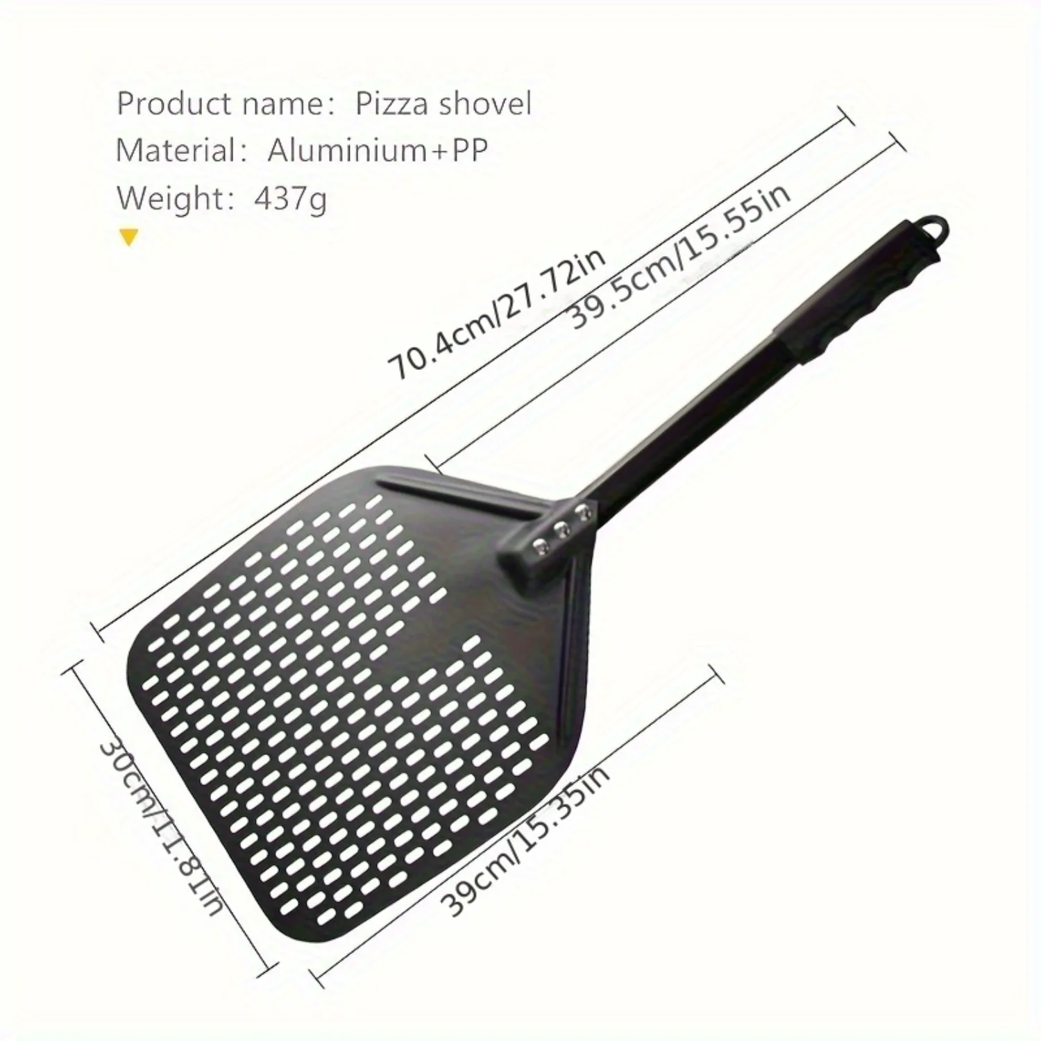 Black Aluminum Pizza Peel with Folding Handle - Lightweight & Sturdy Tool for Baking and Slicing Pizza pan with holes Pizza peel