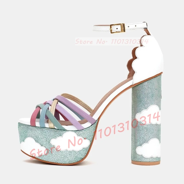 Rainbow cloud fashion platform shoes