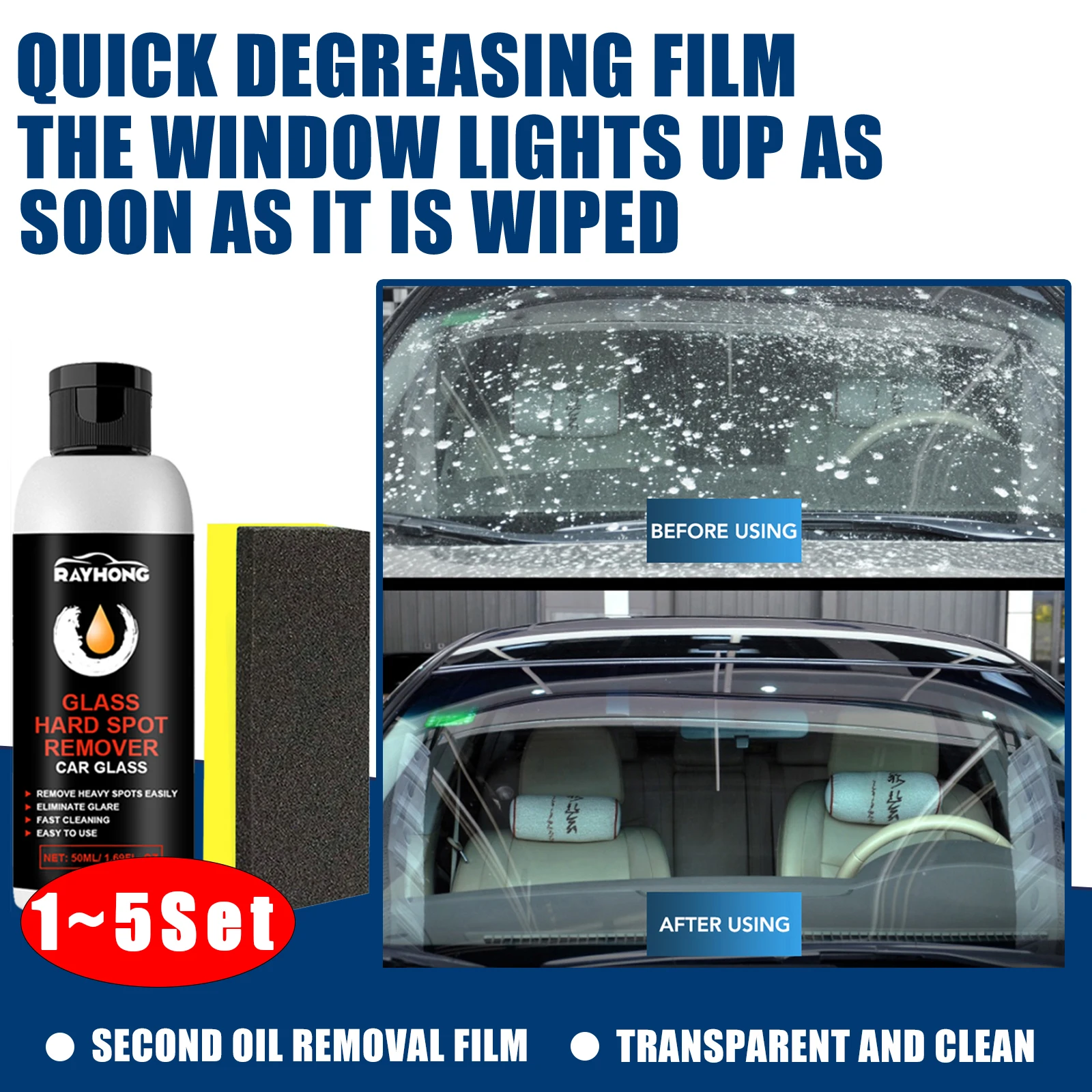 Car Glass Oil Film Remover Polishing Coating Paste With Spong Auto Windshield Rainproof Anti-fog Cleaning Paste Car Maintenance