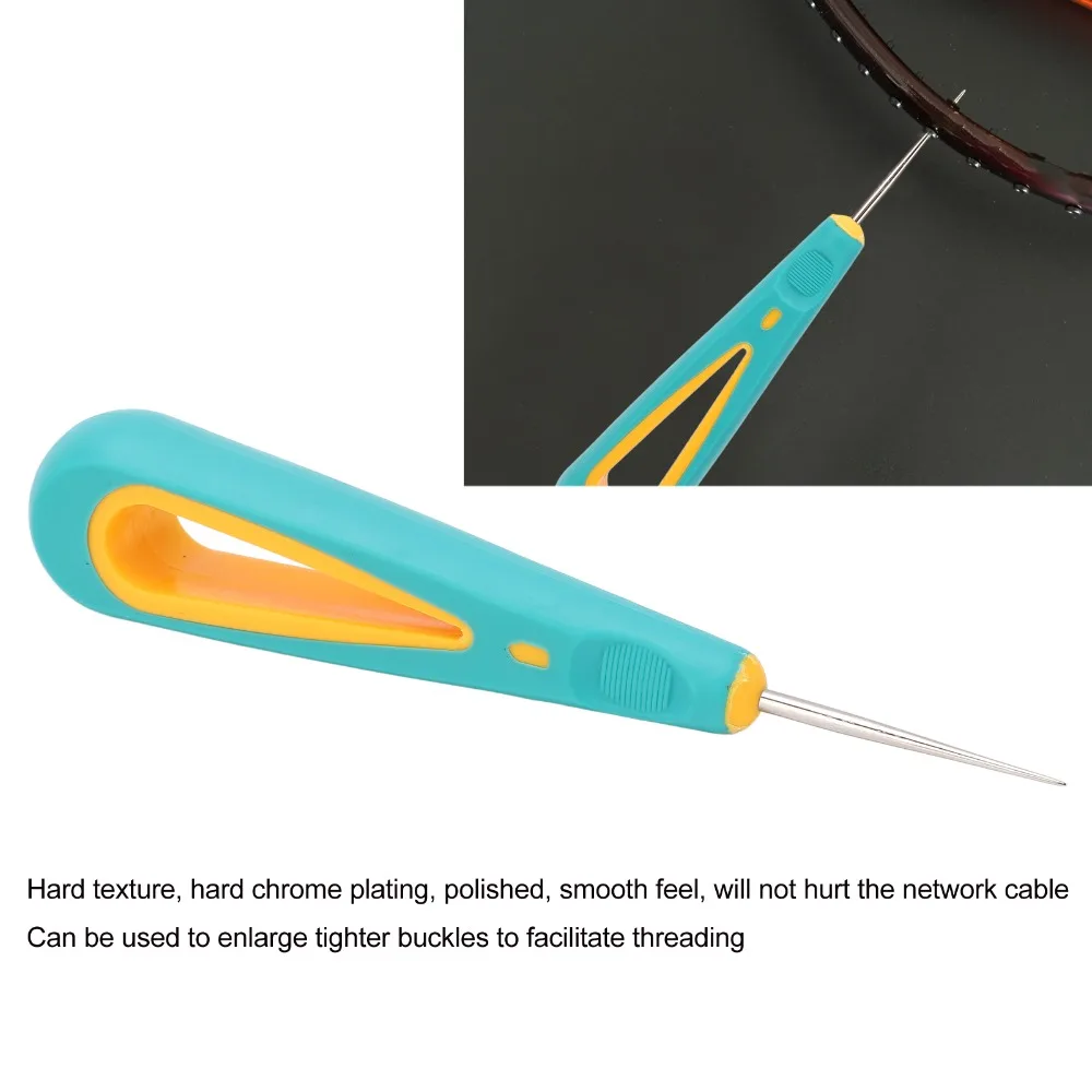Silicone Handle Stringing Straight Awl SteelAwl 13.7cm Racket Stringing Tool Blue Green Racquet Stringing Awl Hole Guide