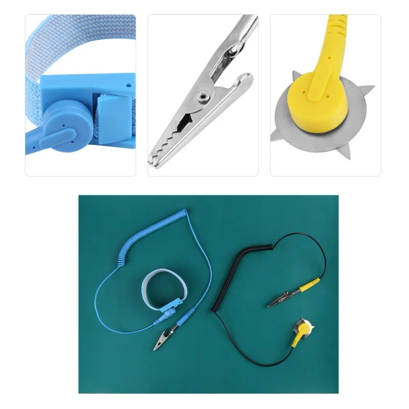 Electrostatic Discharge Anti Static Wrist Strap Ground Wire Mat Set For Phone Repair