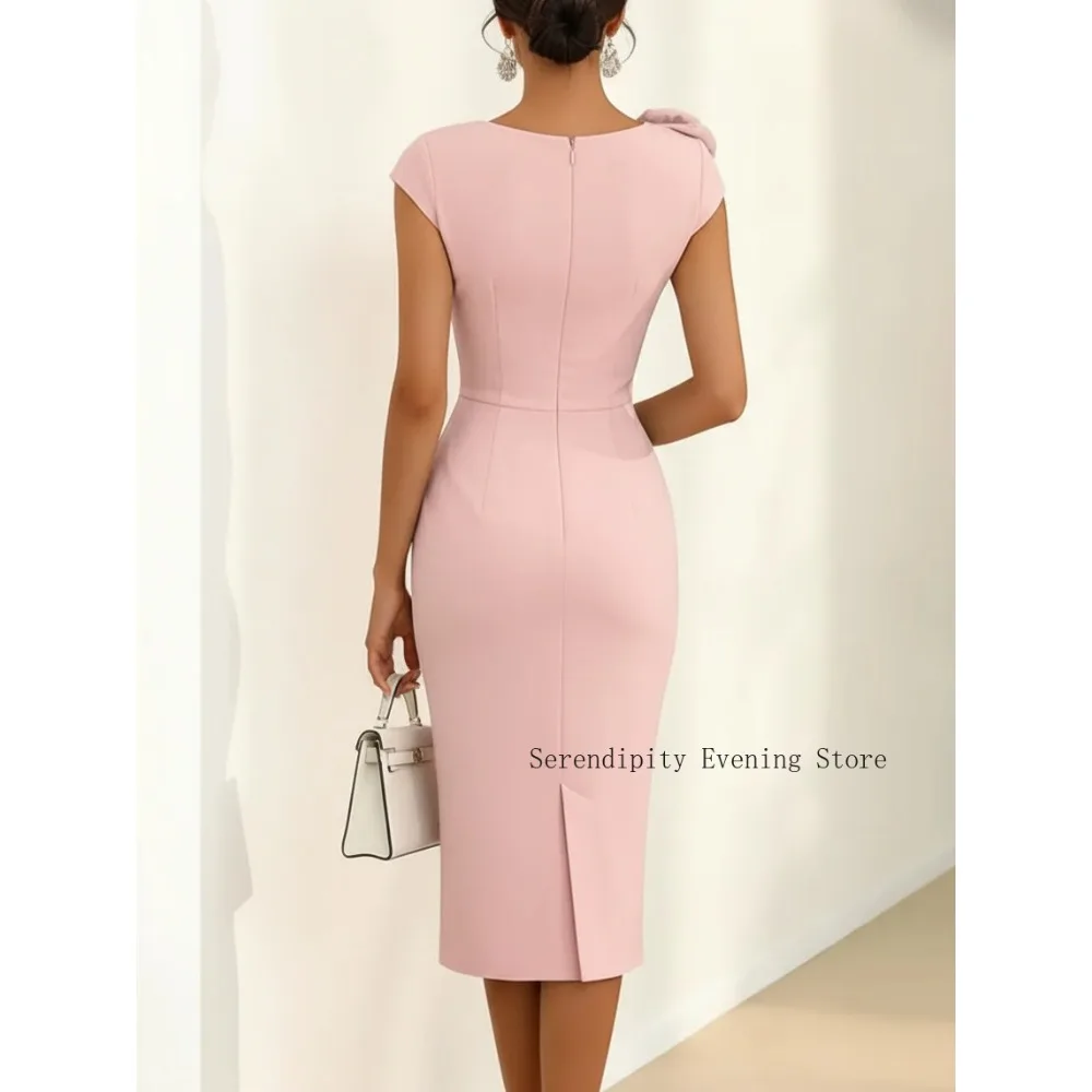 Vestidos de Noche Rosa Personalizados con Flores 3D para Madres de Novia 2026, Vestido Midi Asimétrico con Volantes para Mujer, Vestidos de Fiesta y Gala
