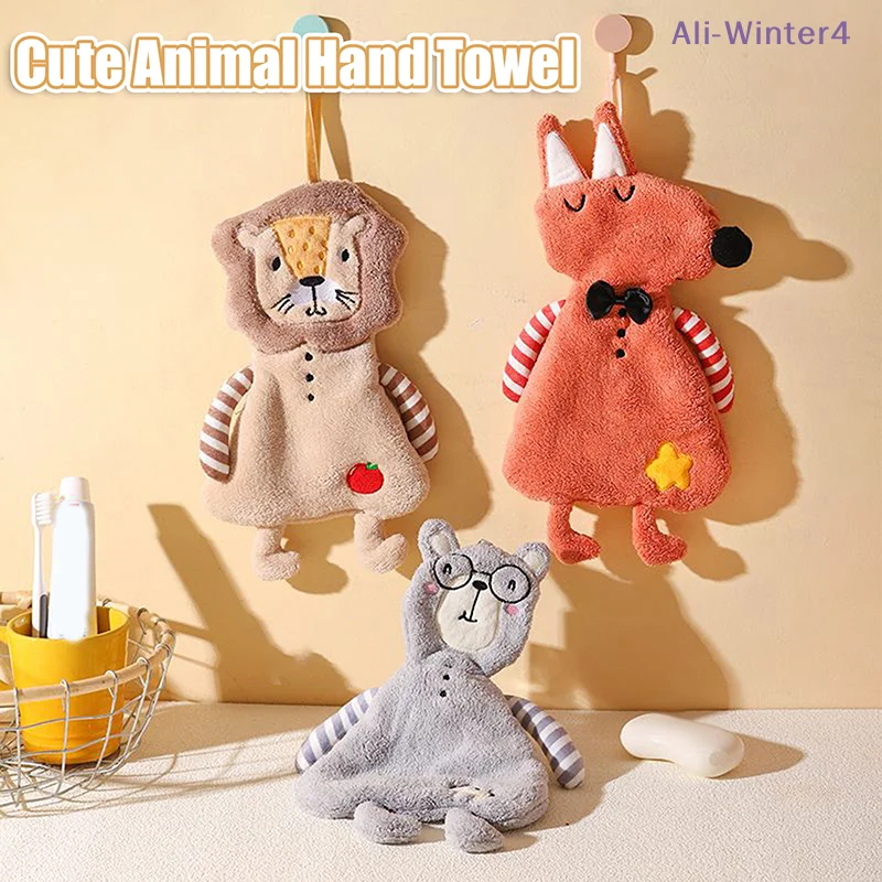 

【Winter4】Home Hanging Hand Towels For Kids Coral Velvet Soft Touch Fine Comfortable Skin-friendly Kitchen Bathroom Towel