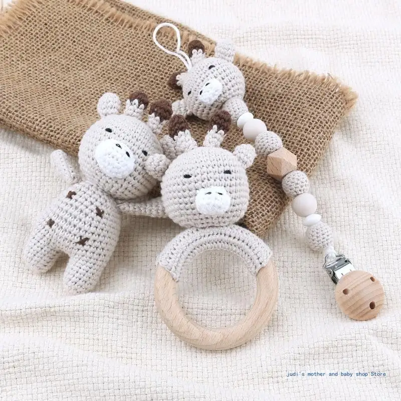 Baby Pacifier Clip for Toddler Boy Girl Includes Teether Rings Teething Toy