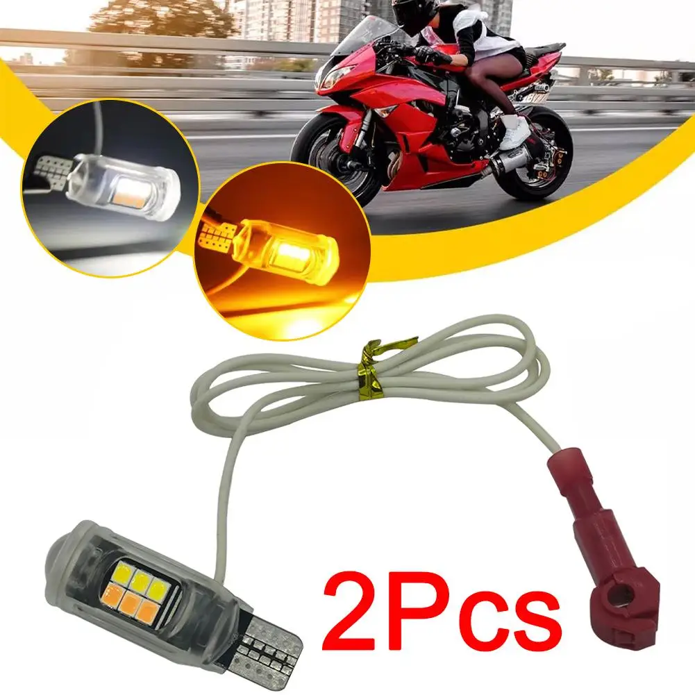 2pcs Motorcycle T10/t15 Turn Signal 12v Dual Color High Brightness Abs Width Indicator 2835 16smd W5w Tail Bulb For Driving C6h6