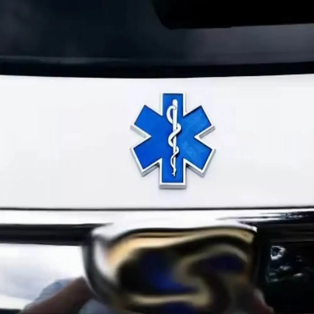 

Автомобильная наклейка «Звезда жизни», синий логотип аварийной скорой помощи, персонализированная модификация, металлическое украшение от царапин