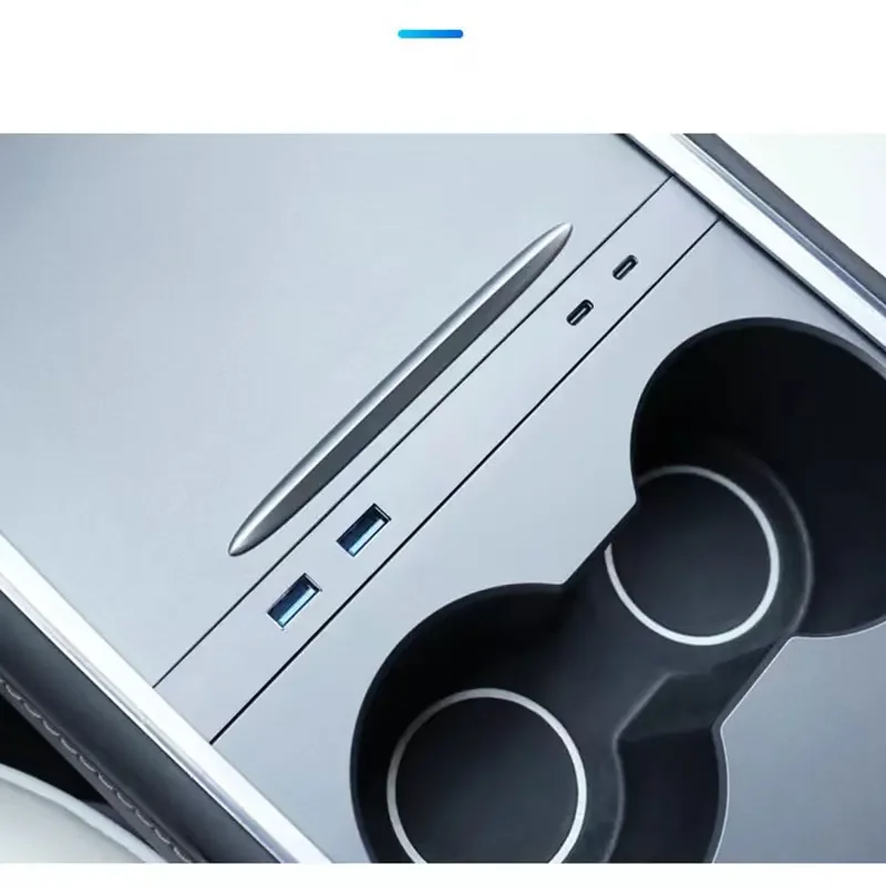 

For Tesla Model 3 21-23 Model Y 2021-2024 Intelligent Docking Station 27W Quick Charger USB Shunt Hub Car Adapter Powered