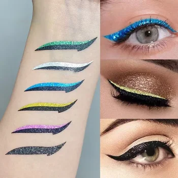 Çift Göz Kapağı Hattı Çıkartmalar Glitter Eyeliner Etiket Seti Su Geçirmez Yeniden Kullanılabilir Göz Makyajı Kendinden yapışkanlı Etiket Güzellik Aksesuarları