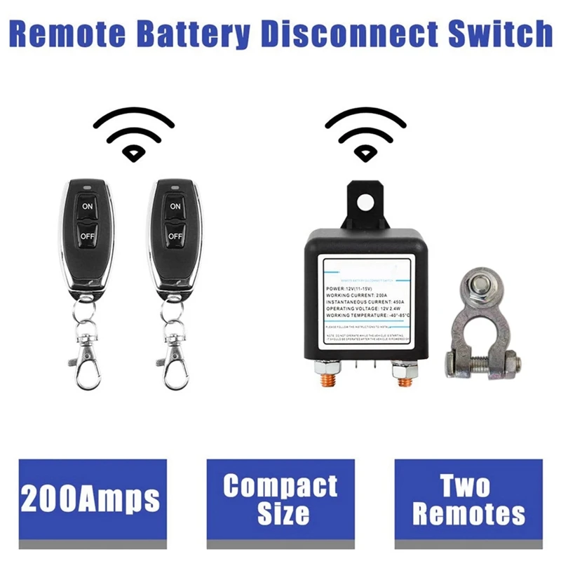 12V Universal Battery Switch Relay Integrated Wireless Remote Control Disconnect Cut Off Isolator Switch