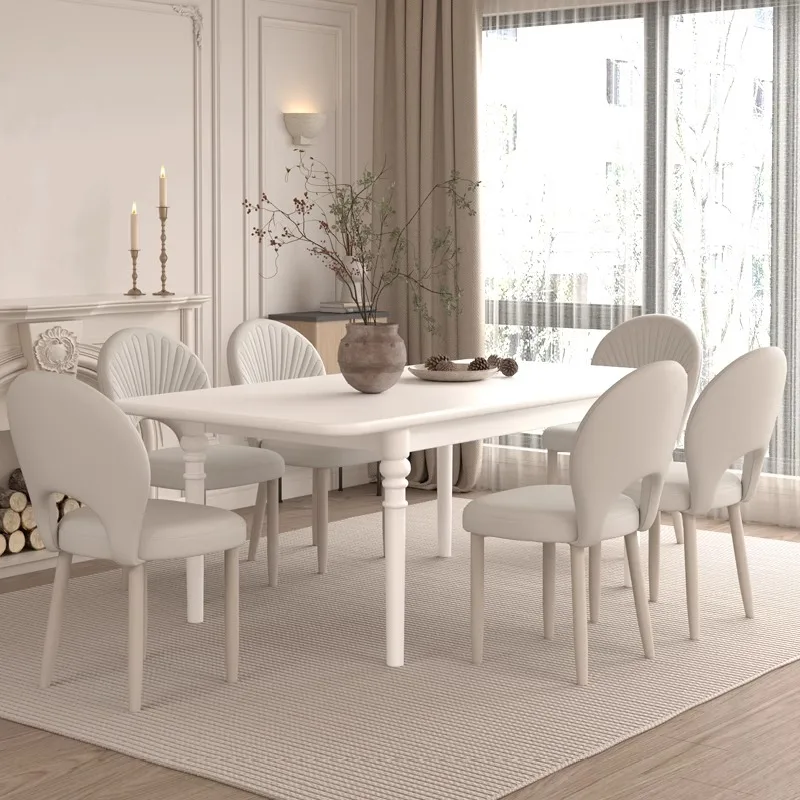 Cream style dining chair 2024 new high-end white chair simple home backrest stool fashionable dining table chair