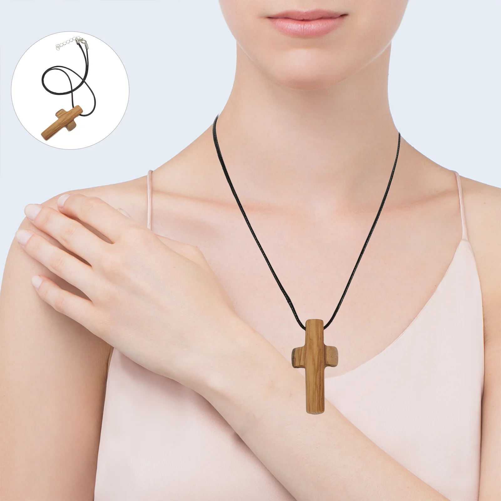 Wooden Hand Carved Natural Wood Pendant for Faith-Based Jewelry Spiritual Charm Ideal for Church Easter Prayer