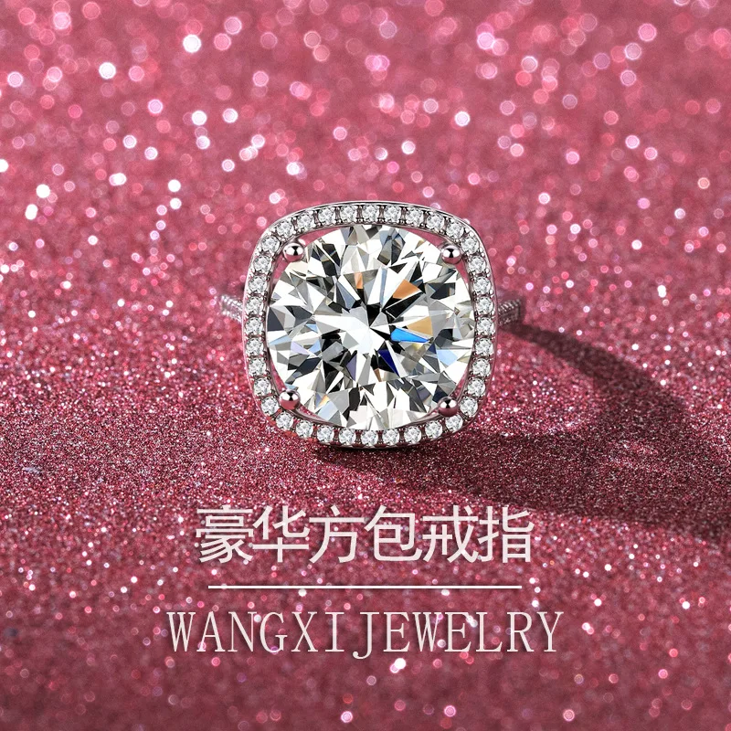 High-end Gift Luxury Square Wrap Ring 10 Carat For Women, Moissanite PT950 Platinum Premium Valuable Present