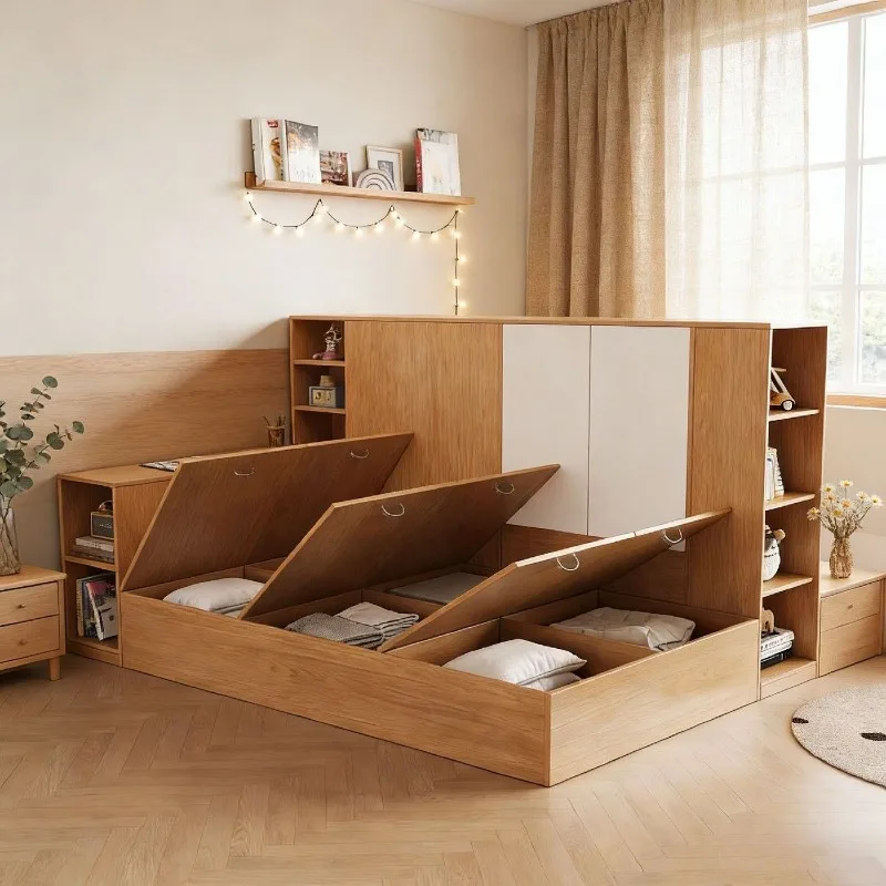 Tatami double does not disturb each other, one room becomes two rooms, partition bed, multi-functional storage locker
