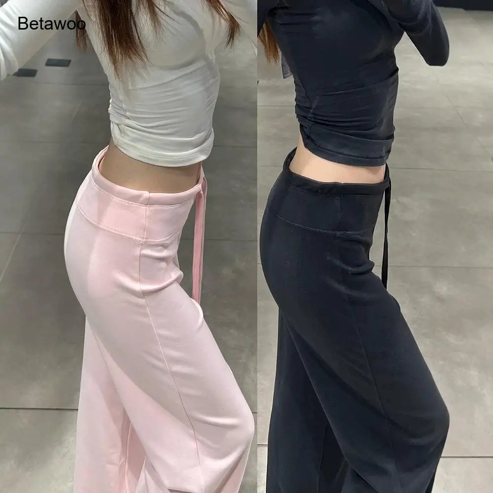 Women's High Waist Flare Pants with Side Stripes Casual Sporty Wide Leg Trousers Pink and Black Yoga Pants Dance Trousers