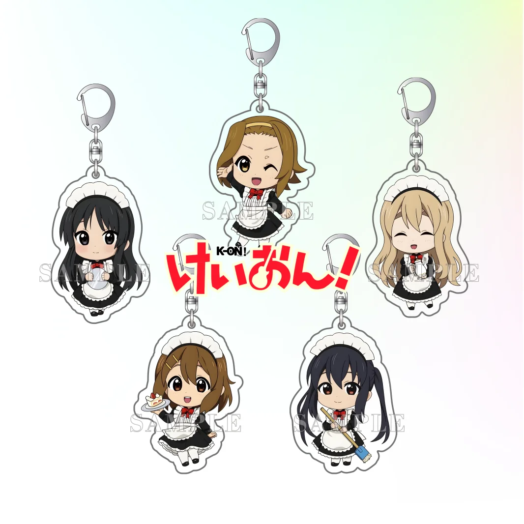 K-ON! Cafe Maid Uniform Cute Chibi Acrylic Keychain Anime Collectible Standee Desk Decor Gift for Anime Fans Bag Accessory, Gift