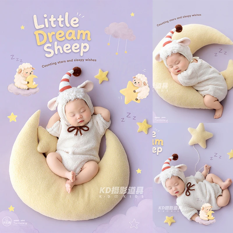 cute-sheep-baby-photography-costume-soft-warm-romper-with-sheep-hat-moon-cushion-star-dolls-infant-studio-shooting-accessories