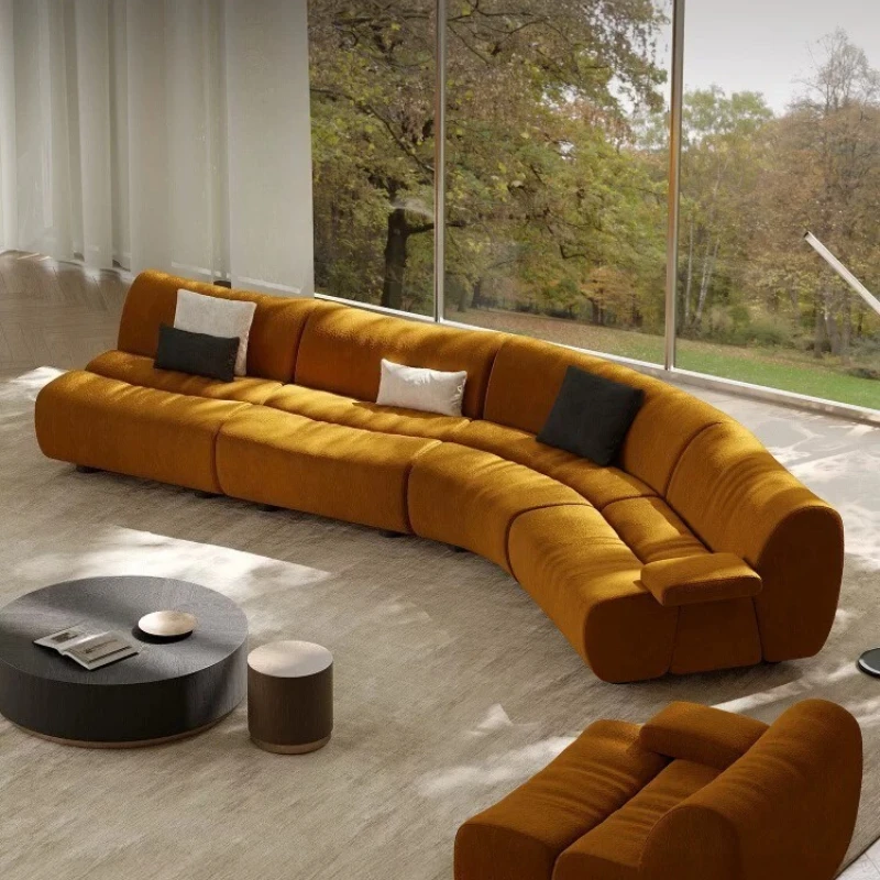 Sofa fabric creative designer villa large flat floor module horizontal hall not against the wall sofa