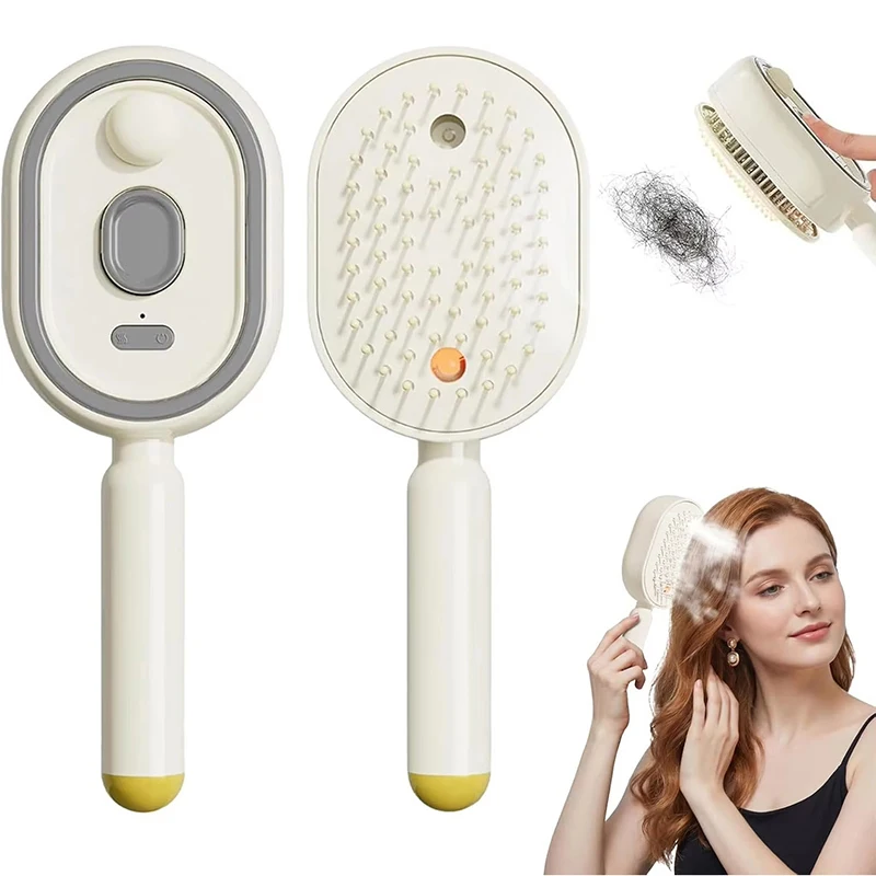 Electric Steam Brush with Water Spray Wet Electrics Hairbrush USB-C Charging for Detangling Smoothing Styling & Frizz Control