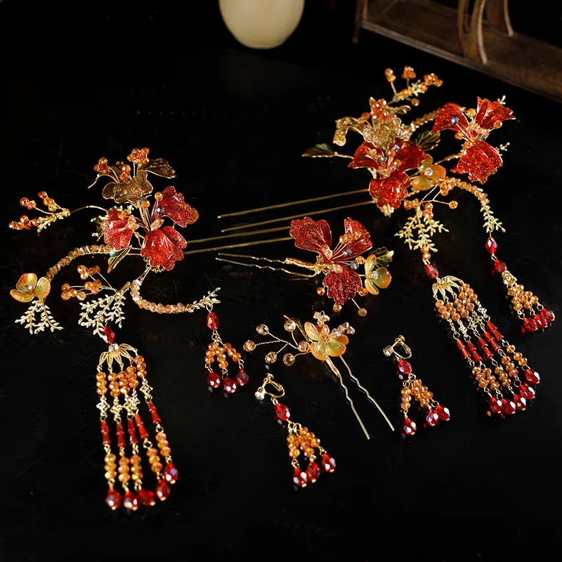 Xiuhe غطاء الرأس الزفاف النمط الصيني 2025 جديد أحمر بسيط أنيق الزفاف الإيجابي وغطاء الرأس المتقدم