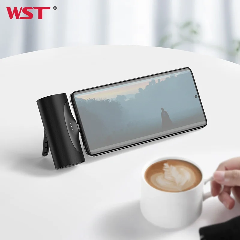 WST Good-quality Small Capacity New Product Electronic Product Small Stand 3000mah Mini Power Bank with Plug-in