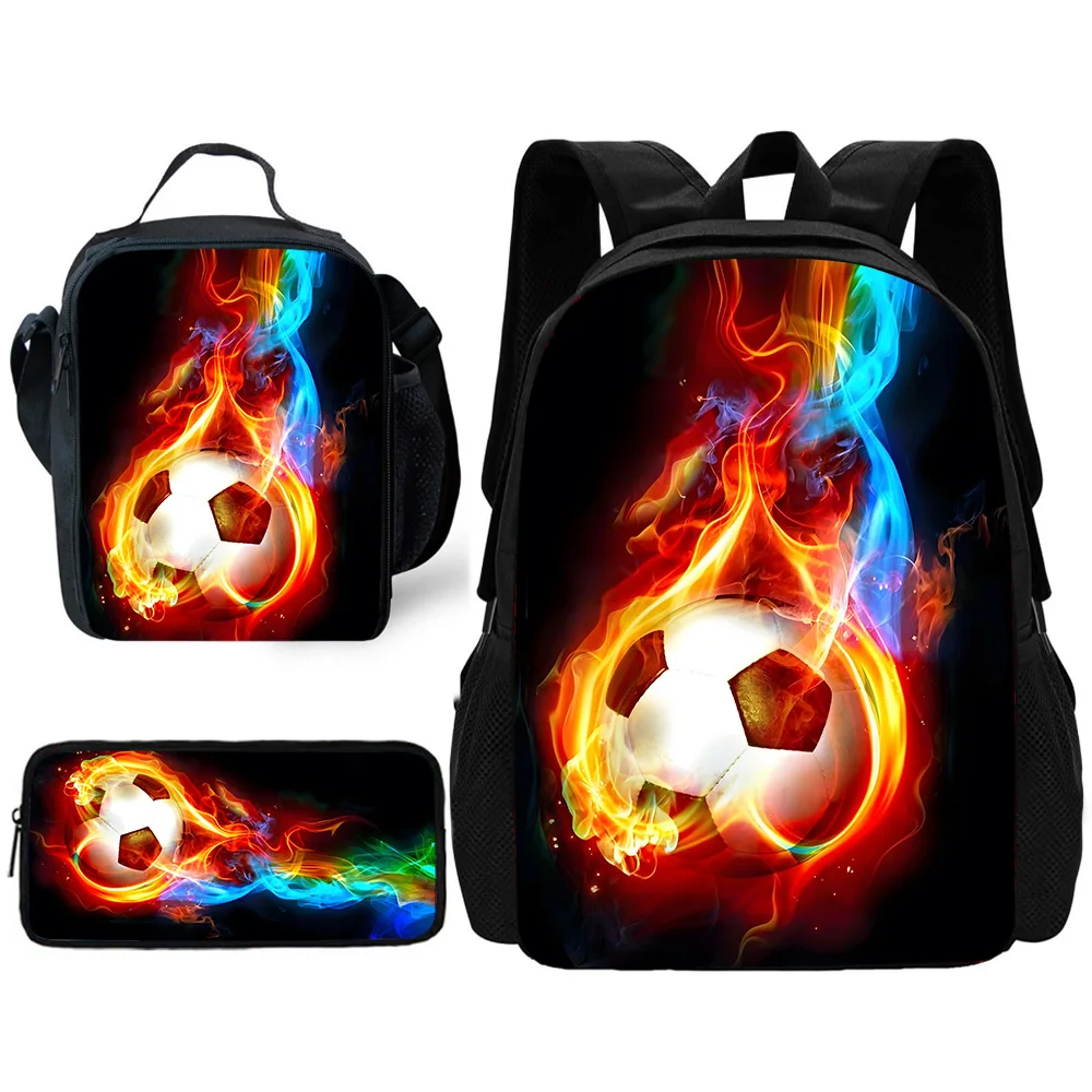 Child Hot Sports Football School Backpack with Lunch Bags ,Pencil Bags ,School Bags for Boys Girls Best Gift