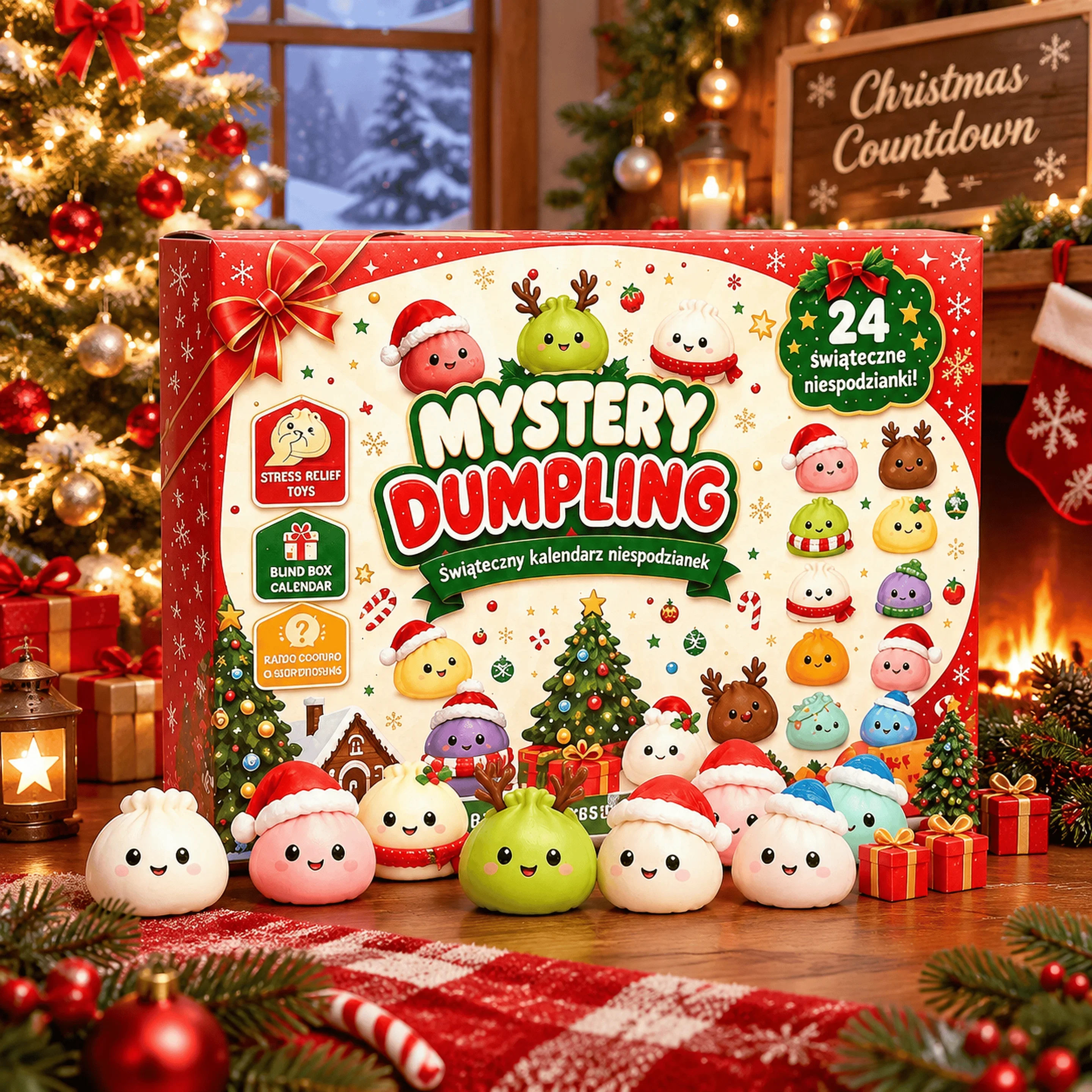 2026 Christmas 24 Days Countdown Squishy Advent Calendar Surprise Box Dumpling Slow Rebound Squishies Squeeze Sensory Gift