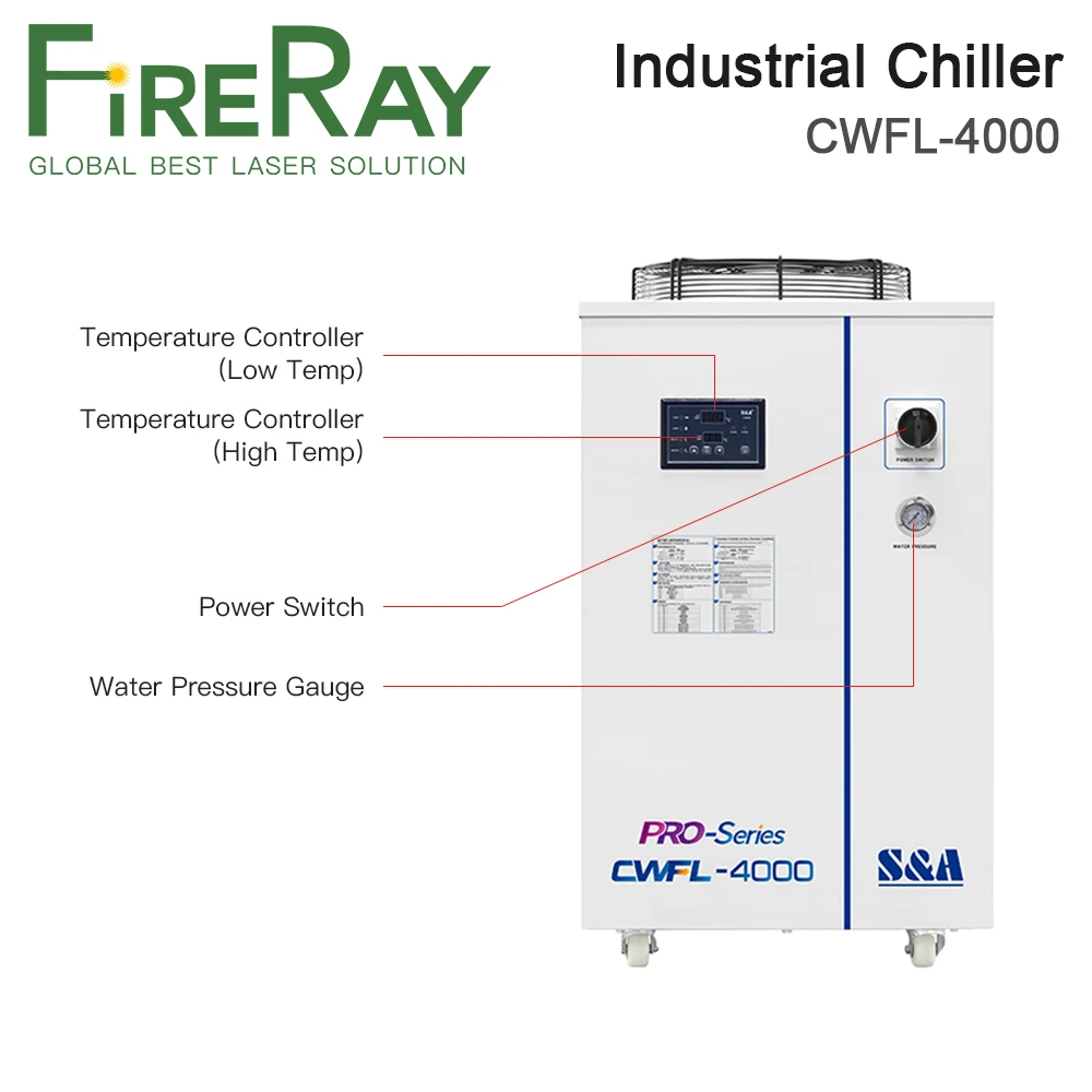 FireRay S & A 산업 공기 물 냉각기, 섬유 레이저 조각 절단기용, CWFL-4000BN 및 1000EN