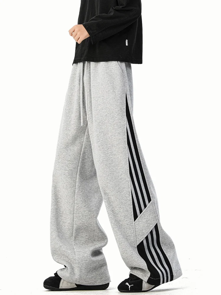 

MMOPTOP American Sle Striped Wide Leg Heavyweight Sweatpants Men's Spring Trendy Loose Casual Pants All Match Sports Pants