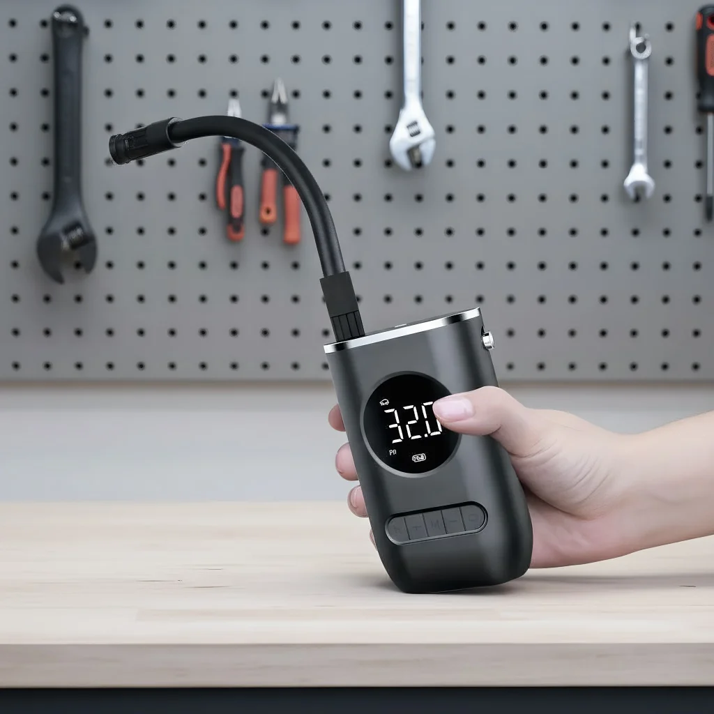 

Portable Car Air Pump - Wireless Digital Display Electric Tire Inflator for Motorcycle, Ball, Bicycle Tires