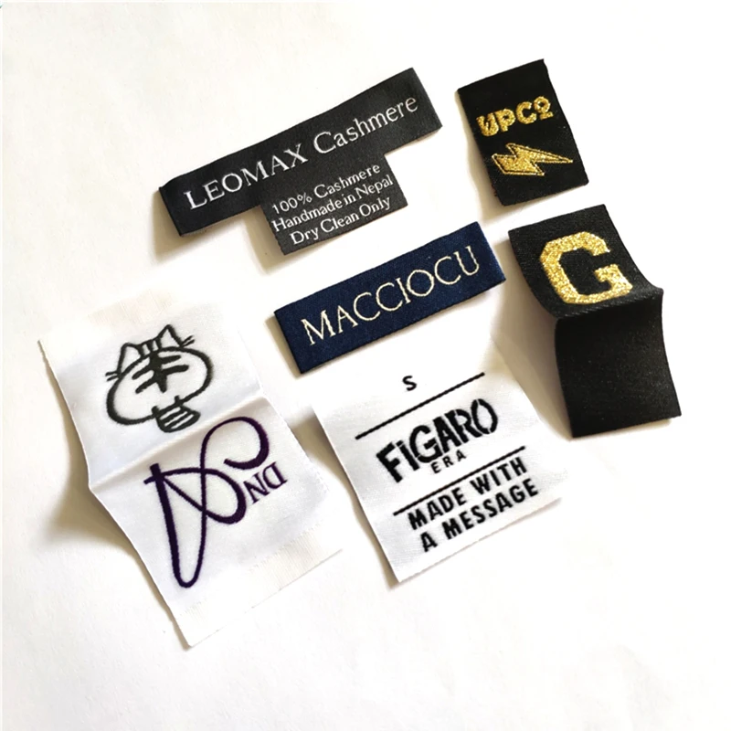 Custom Brand Name Clothing Woven Label Garment Fabric Label with Logo End Fold/Center Fold Hight Quality Woven Tags