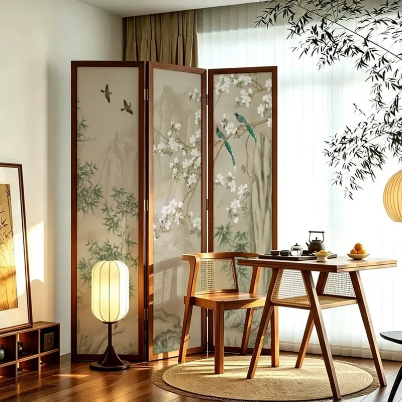 Song Dynasty aesthetics solid wood Zen folding screen household corner folding office aisle partition hotel bed and breakfast ba
