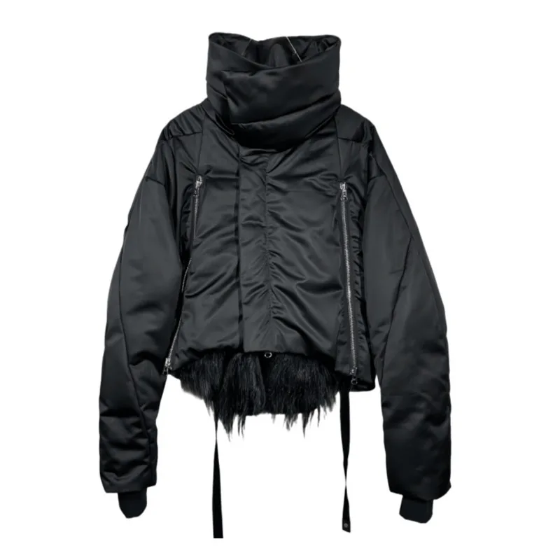 HKSH Autumn Winter New Man Waste Land Zipper Deconstructed Dark Style Oversized Fur Layered Thick Punk Trend Down Jacket HK14153