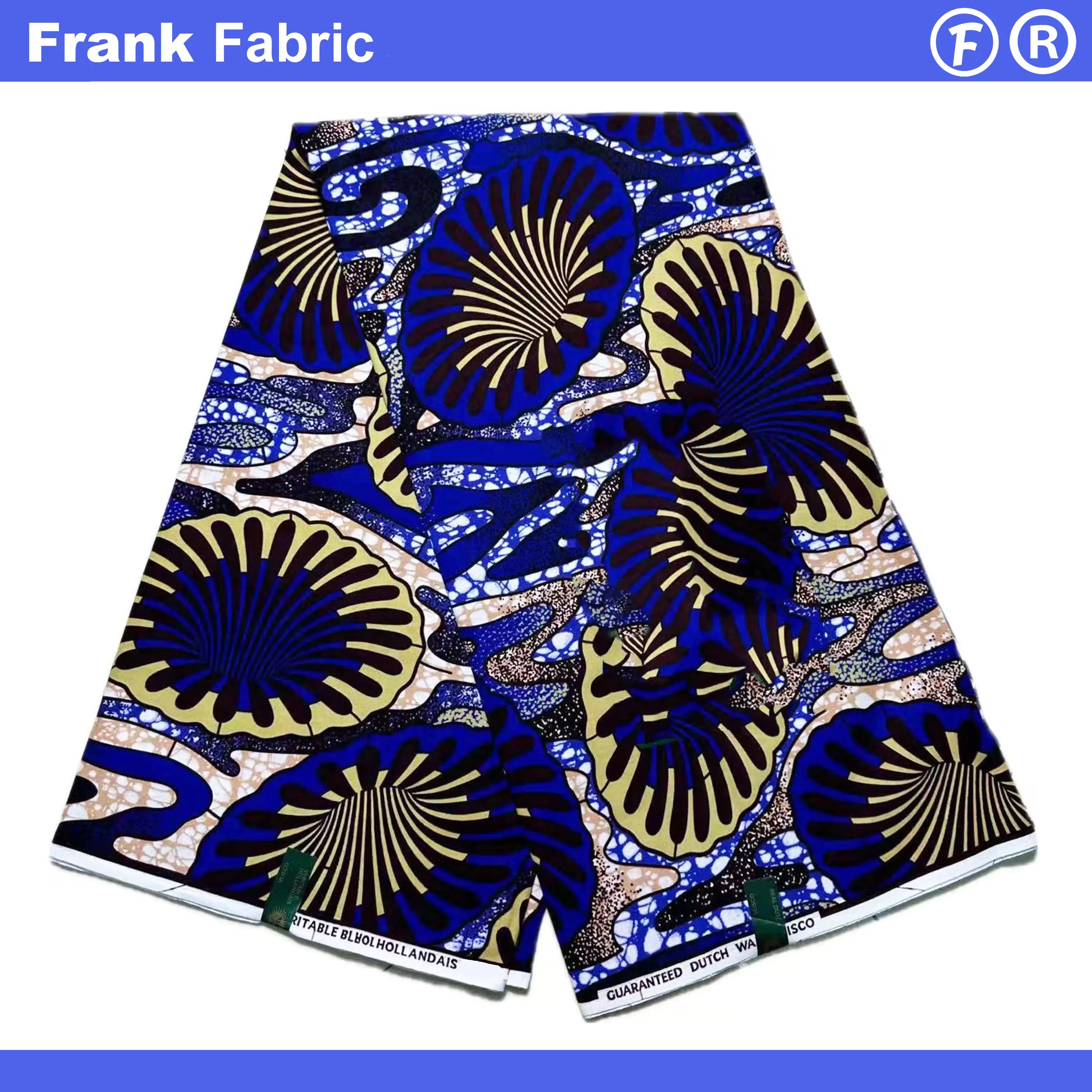 

Голландская ткань с африканским восковым принтом, 6 ярдов, 100% хлопок, предварительно промытая ткань Hollandais, настоящая Анкара, батик, ткань для изготовления платьев FF2507.002