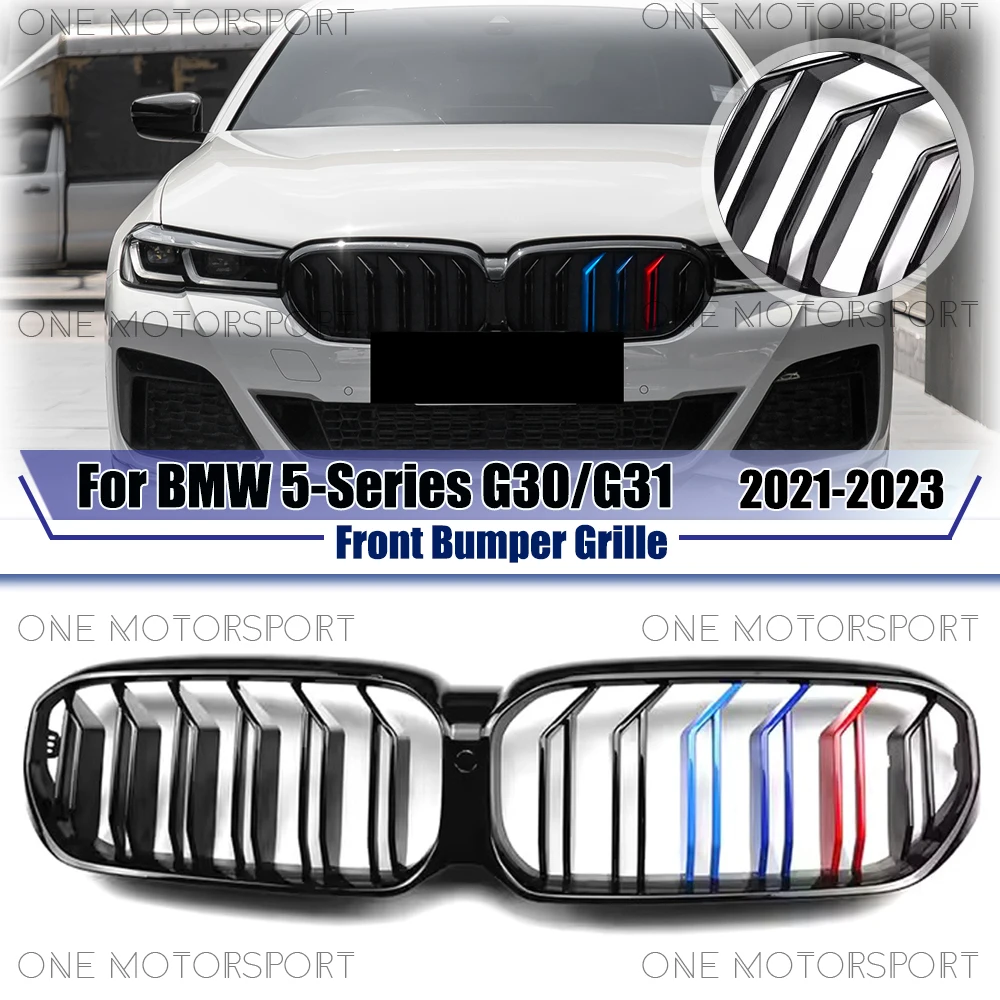

Glossy M-Color Front Bumper Grille For BMW 5-Series G30 G31 2021-2023 Double Line Style Racing Grille Bumper Grilles